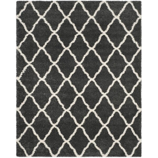 Flowers First 6 x 9 ft. Hudson Shag Power Loomed Rug, Dark Grey & Ivory - Medium Rectangle FL1889489 - main